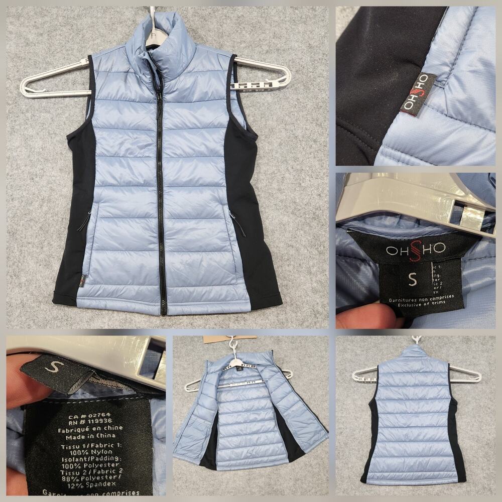 Ohsho Womens S Small Blue Down Full‎ Zip Puffer Vest Jacket